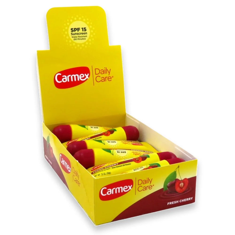 Carmex - Lip Balm Tube Fresh Cherry, SPF 15 - 0.35 Oz- 12 Pack