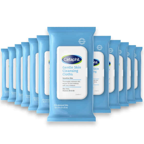 Cetaphil -  Gentle Skin Cleansing Cloths Face and Body Wipes - 25 Ct - 12 Pack | Cetaphil - Makeup Wholesale