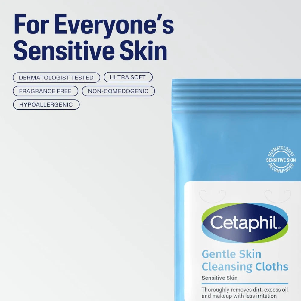 Cetaphil -  Gentle Skin Cleansing Cloths Face and Body Wipes - 25 Ct - 12 Pack