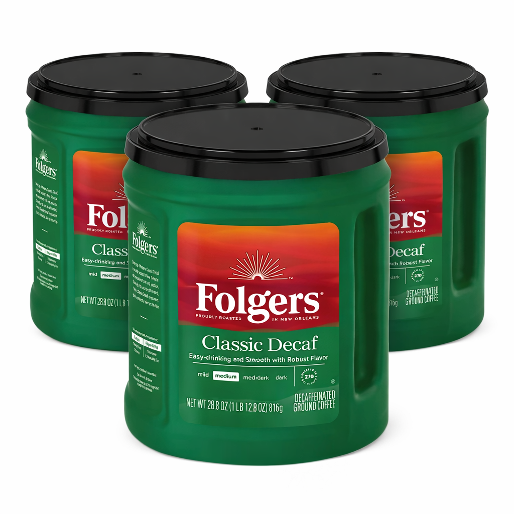 Folgers - Decaffeinated Classic Roast Ground Coffee - 28.8 Oz - 3 Pack