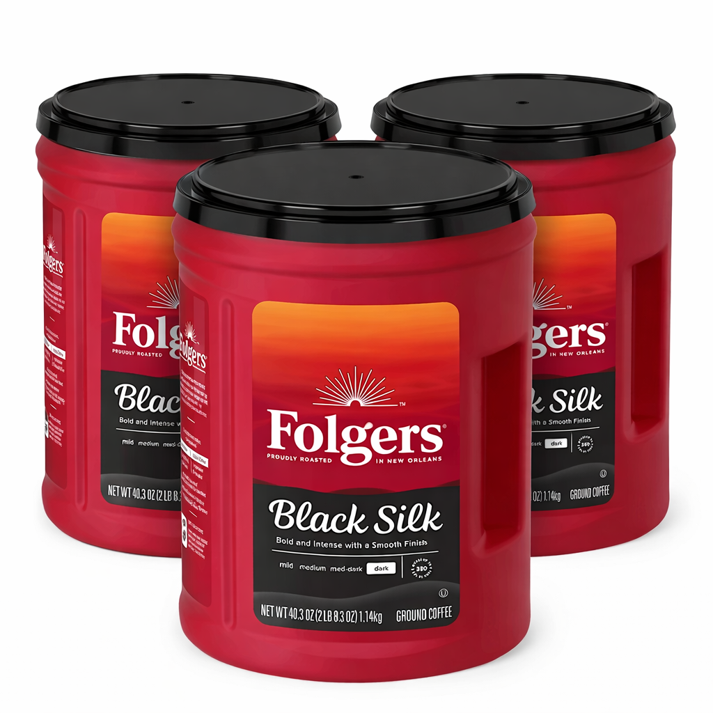 Folgers - Dark Roast Ground Coffee, Black Silk - 40.3 Oz - 3 Pack