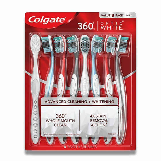 Colgate - Optic White, 360 Manual Toothbrush, Soft - 8 Pack - Colgate Optic White 360 Manual Toothbrush Soft - 8 Pack Cont...