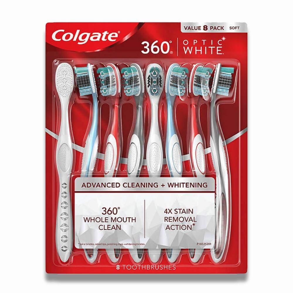 Colgate Optic White 360 Manual Toothbrush Soft - 8 Pack Contarmarket