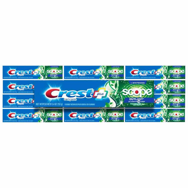 Crest - Complete Whitening Scope Outlast Toothpaste, Mint - 5.4 oz - 12 Pack
