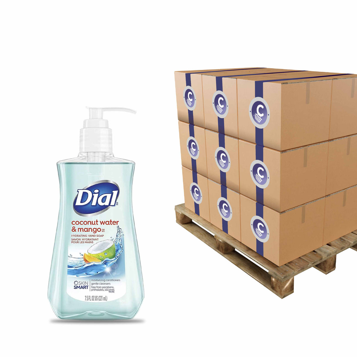 Dial Hand Soap with Moisturizer Coconut Water & Mango 7.5oz, 12 Pack - 150 Cases Pallet