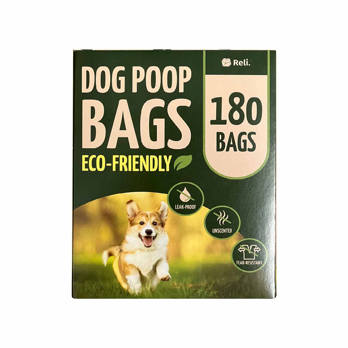 Reli - Eco-Friendly Dog Poop Bags - 180 Bags + Dispenser