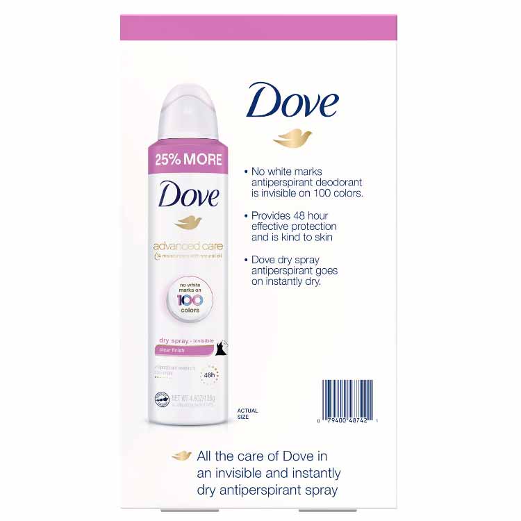 Dove - Clear Finish Antiperspirant Spray - 3 Ct Each