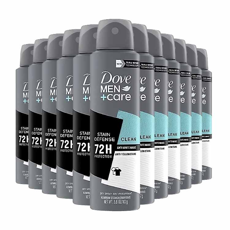 Dove Men Antiperspirant & Deodorant Dry Spray -Stain Defense  3.8 oz - 12 Packs
