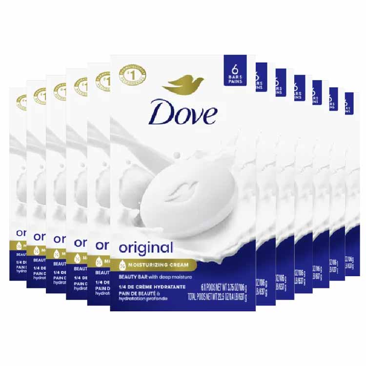 Dove - Bar Soap White 6 ct - 3.75 Oz - 12 Pack (72 ct)