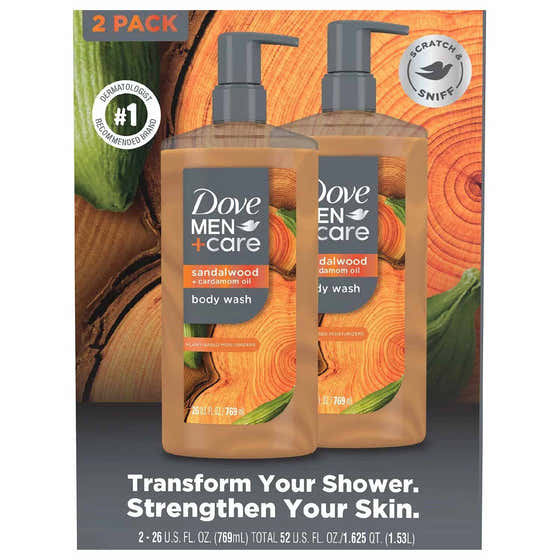 Dove - Men+Care Body Wash, Sandalwood - 26 Oz - 2 Pack | Dove - Health & Beauty Pack