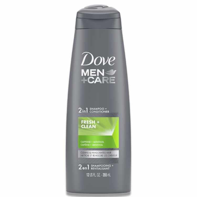 Dove - Men + Care 2 in 1 Shampoo + Conditioner Fresh + Clean Caffeine + Menthol  12 oz - 6 Pack