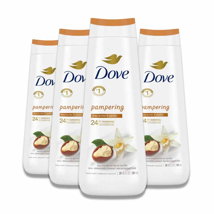 Dove - Body Wash Pampering Shea Butter & Warm Vanilla - 20 Oz - 4 Pack