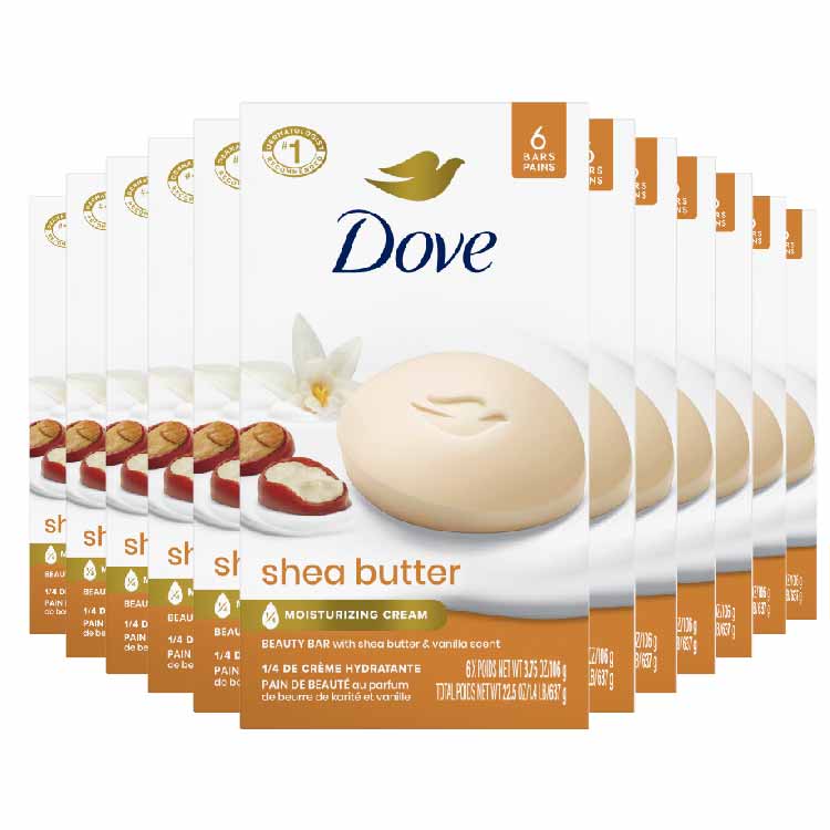 Dove - Bar Soap for Gentle Soft Skin Care Shea Butter 3.75 OZ 6 ct - 12 Pack (72 ct)