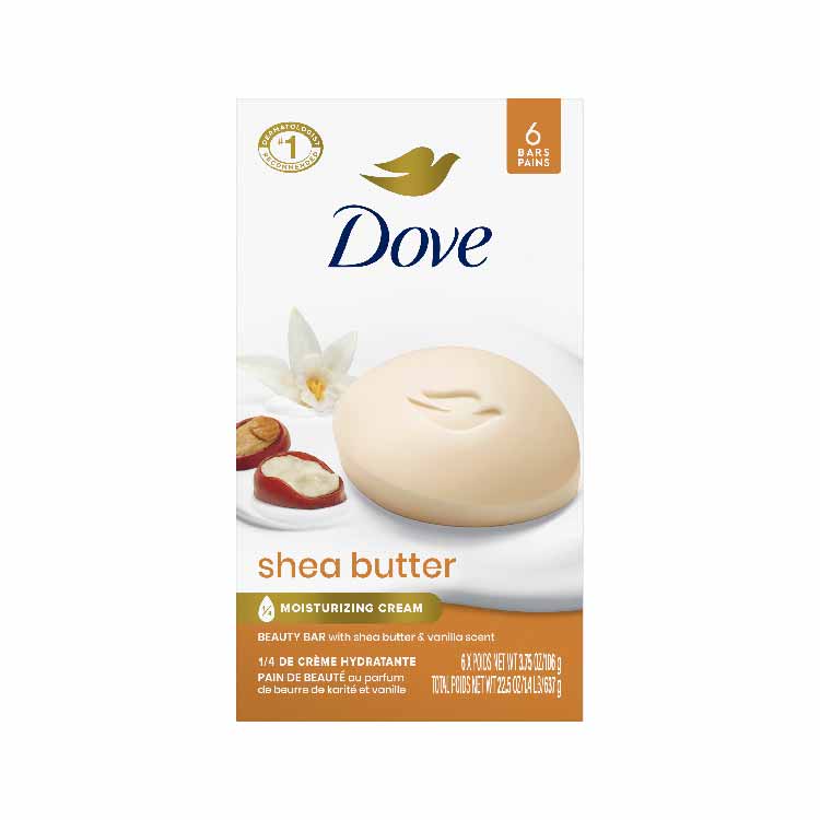Dove - Bar Soap for Gentle Soft Skin Care Shea Butter 3.75 OZ 6 ct - 12 Pack (72 ct)