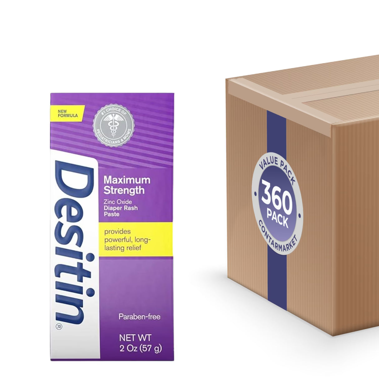 Desitin - Maximum Strength Baby Diaper Rash Cream with 40% Zinc Oxide for Treatment - 2 Oz - 360 Pack