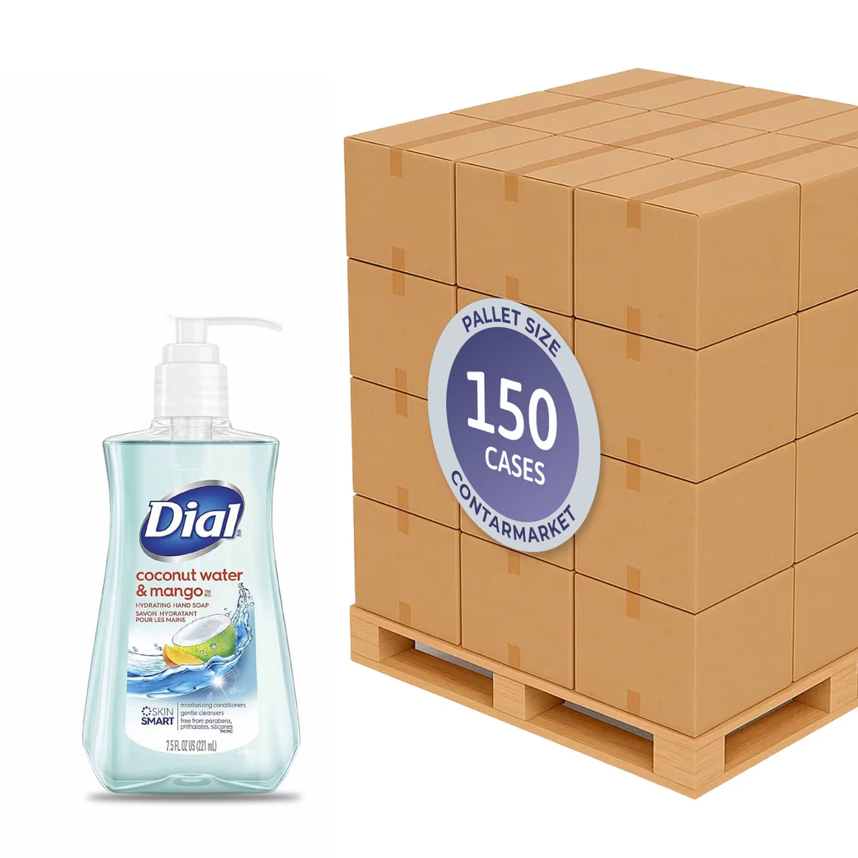 Dial Hand Soap with Moisturizer Coconut Water & Mango 7.5oz, 12 Pack - 150 Cases Pallet