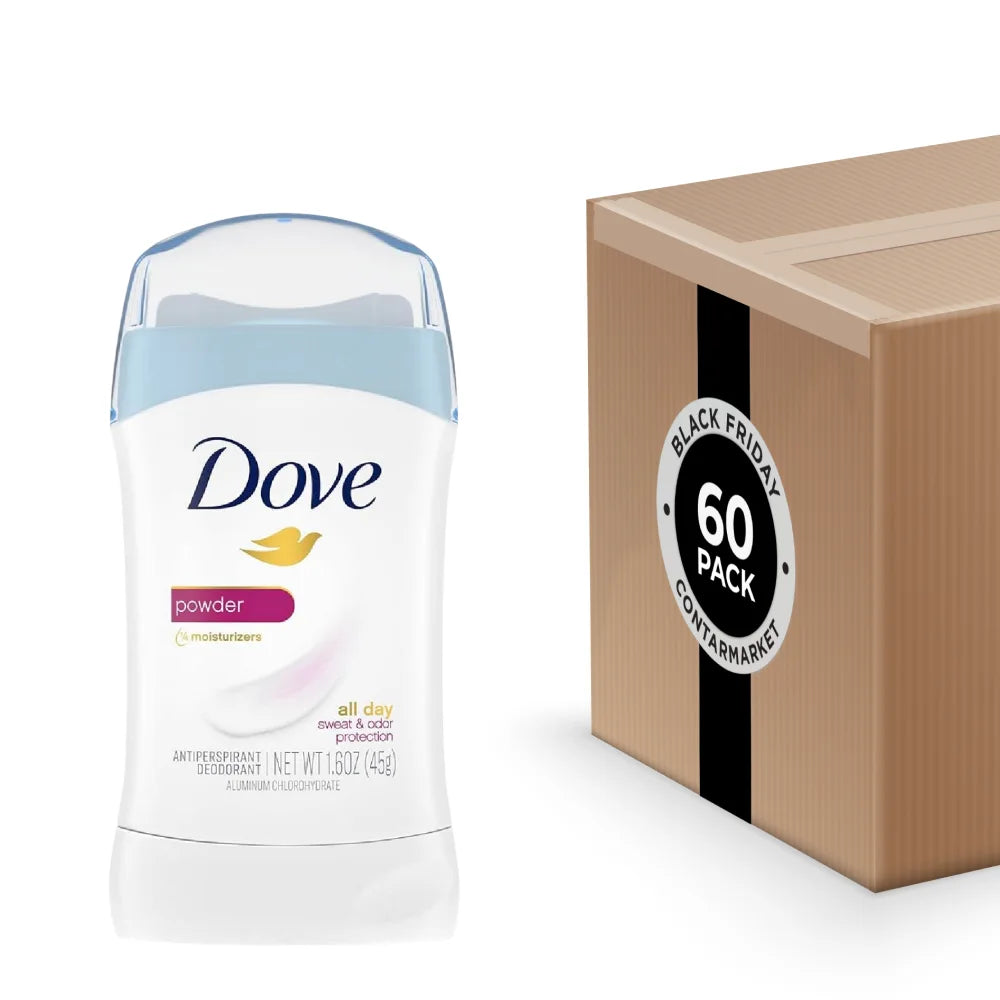 Dove Beauty Powder 24-Hour Invisible Solid Antiperspirant & Deodorant Stick 1.6 oz- 60 Pack