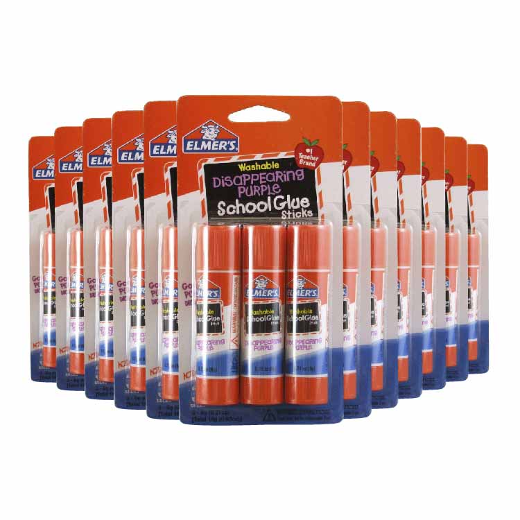 Elmer's - Washable Purple School Glue Stick  3 ct - 0.21 Oz ea - 48 Pack