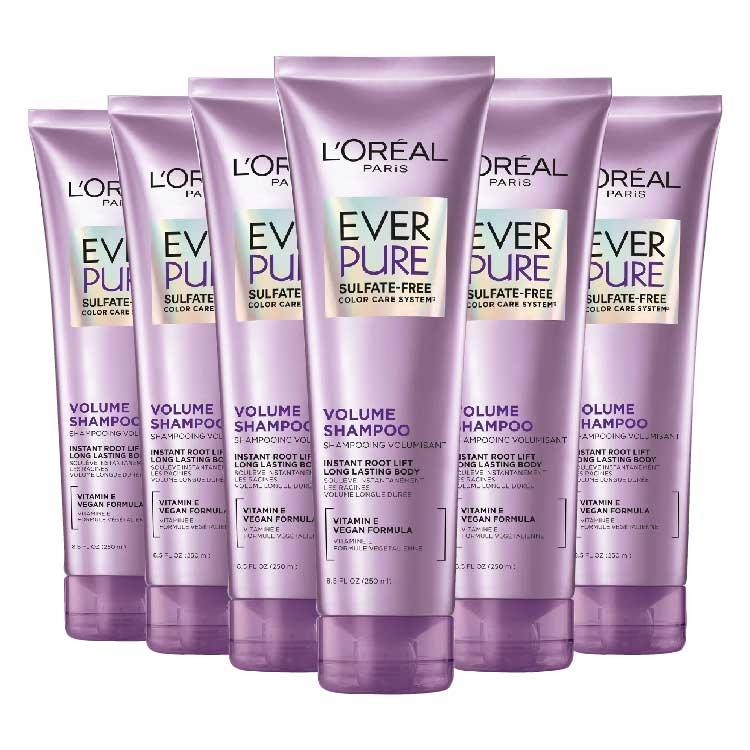 L'Oreal - Paris EverPure Sulfate Free Volume Shampoo For Fine Hair - 8.5 Oz - 6 Pack