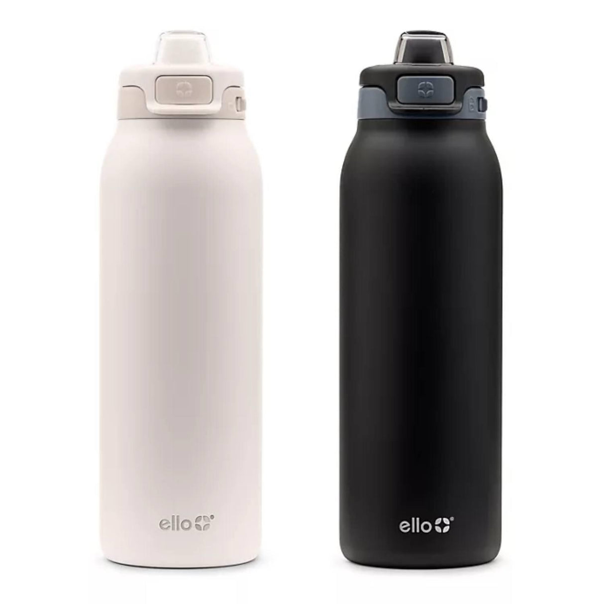 Ello Pop & Fill - Stainless Steel Water Bottle with QuickFill Technology - Dunes/Charcoal - 32 Oz - 2 Pack