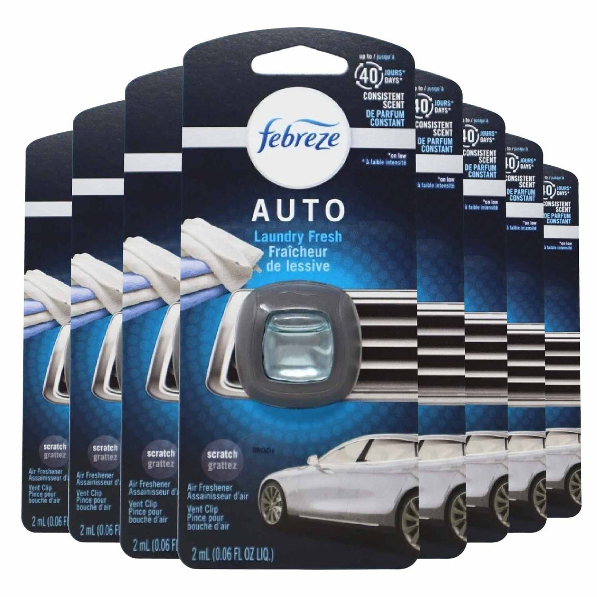 Febreze Car Vent Clip - Laundry Fresh, 2ml - 1 ct - 8 Pack