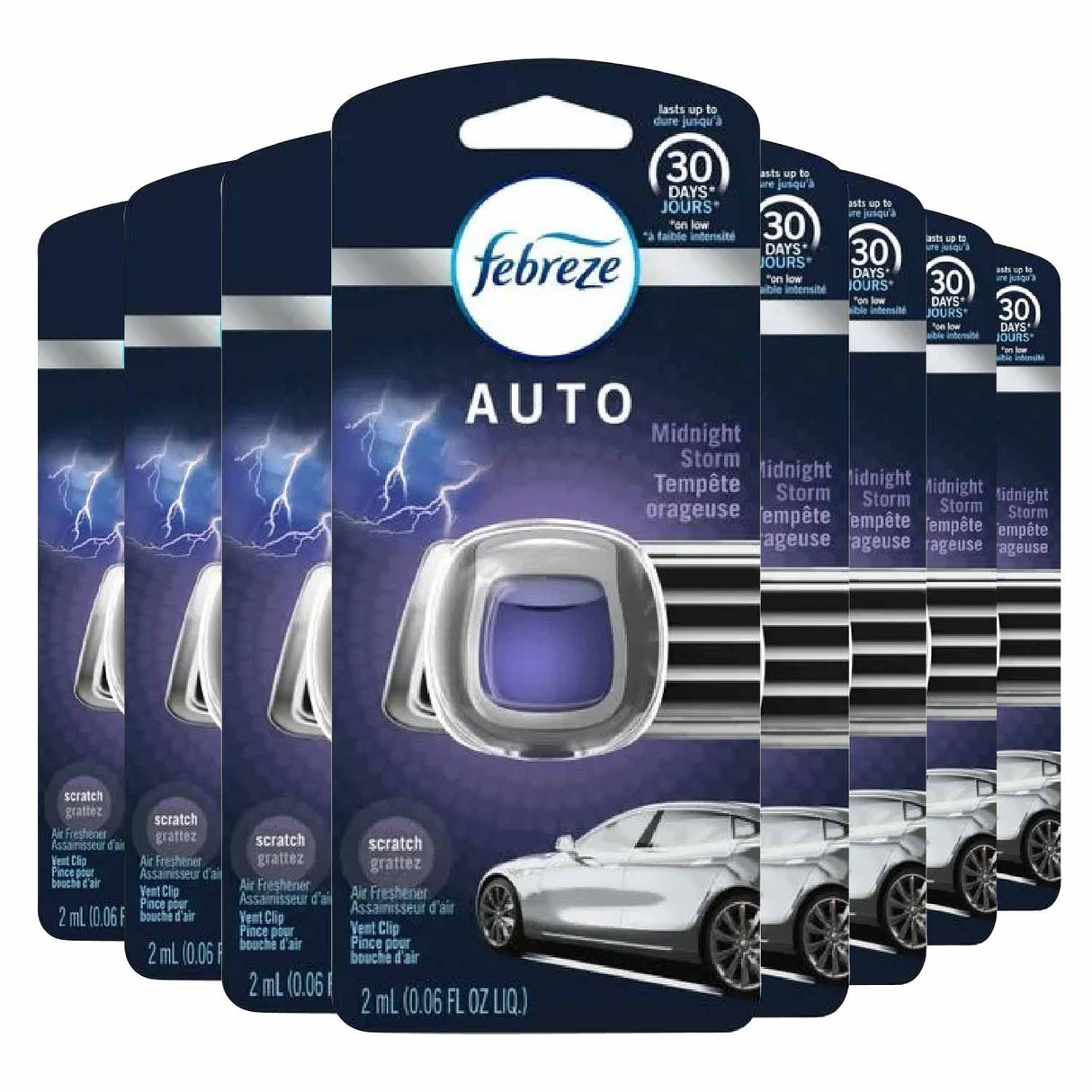 Febreze Car Vent Clip - Midnight Storm, 2ml - 1ct - 8 Pack