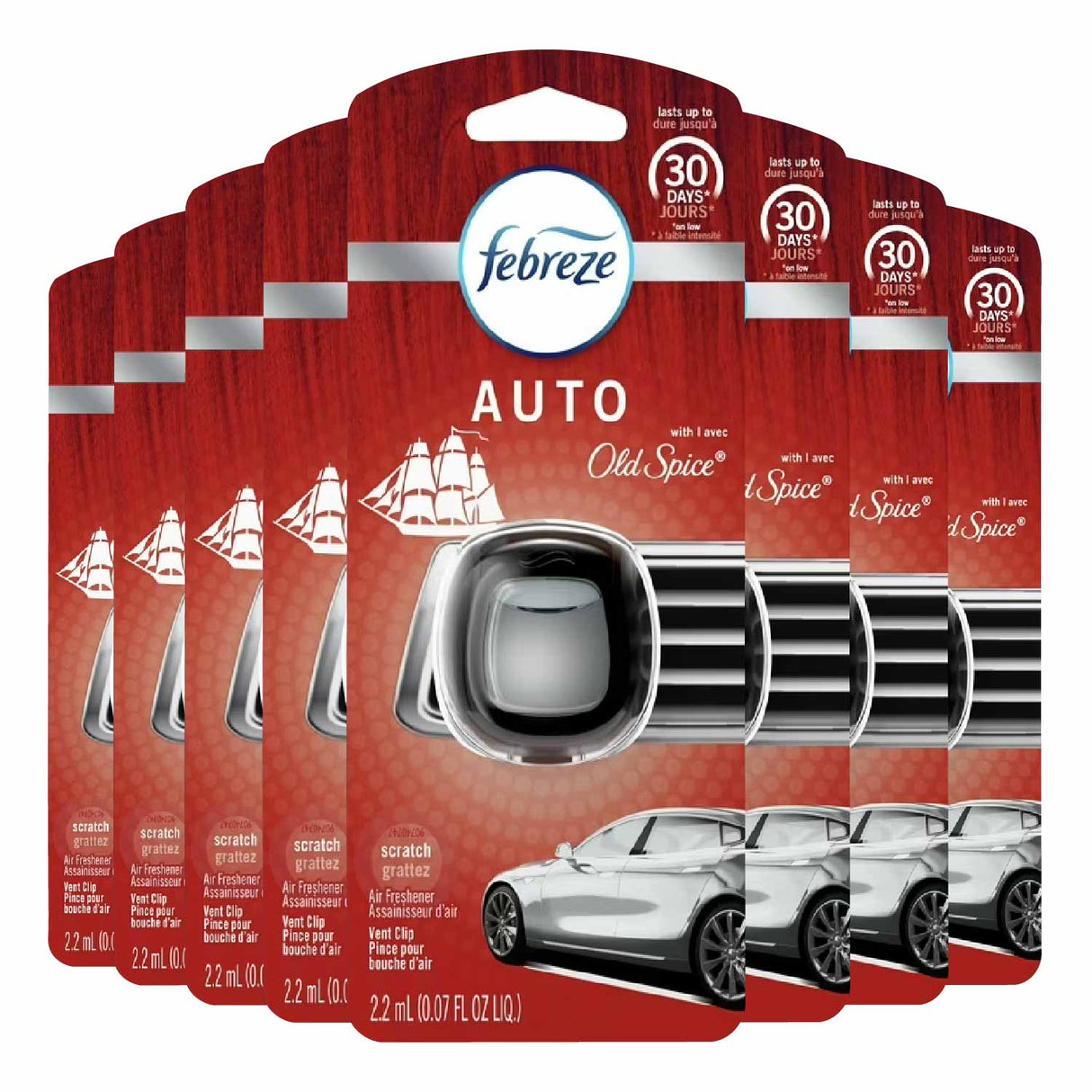 Febreze Car Vent Clip, Original Old Spice Scent - 2.2ml - 1 ct - 8 Pack