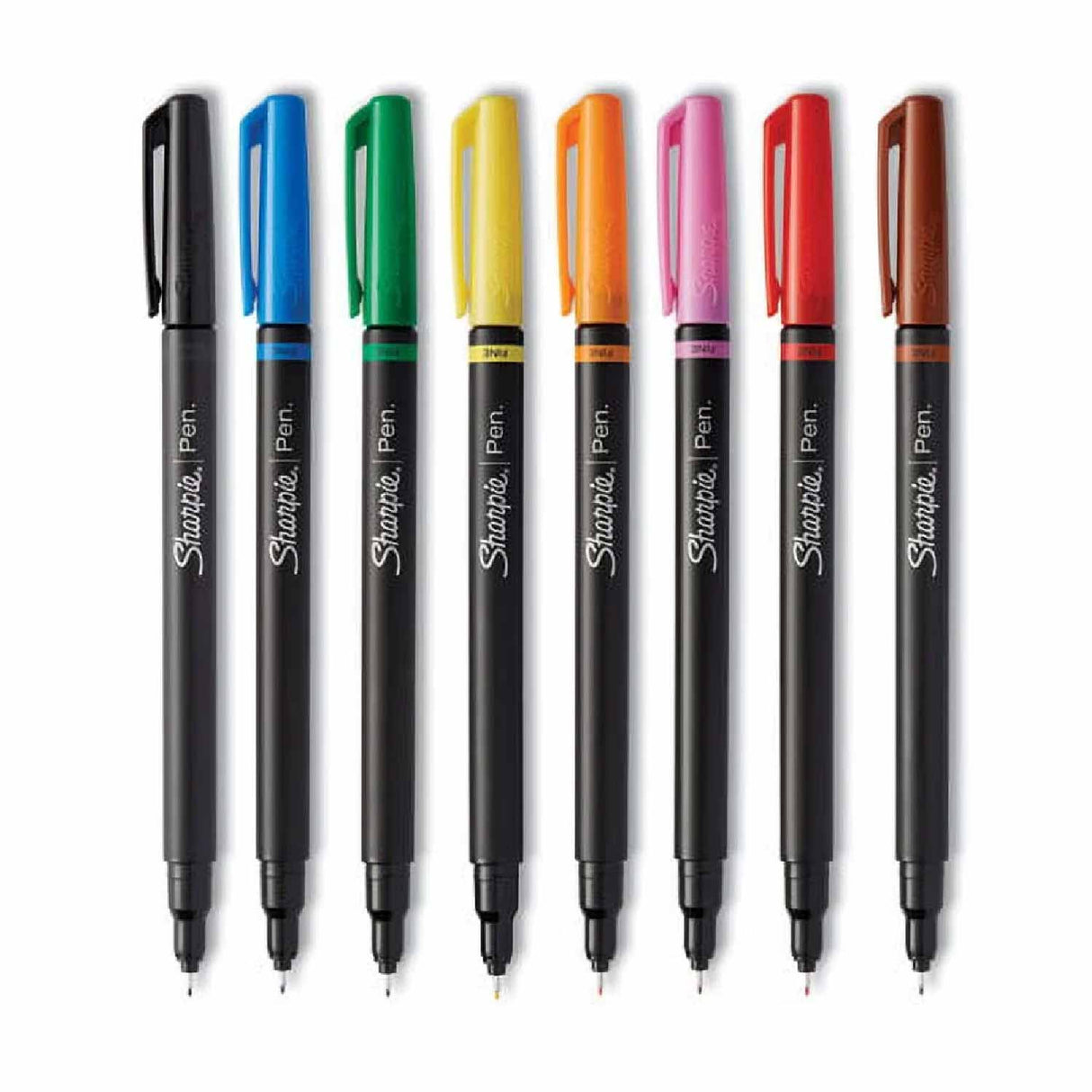 Sharpie Art Pen Porous Point Pen Fine 0.4 mm, Assorted Ink Colors, Black Barrel, 24 Pack