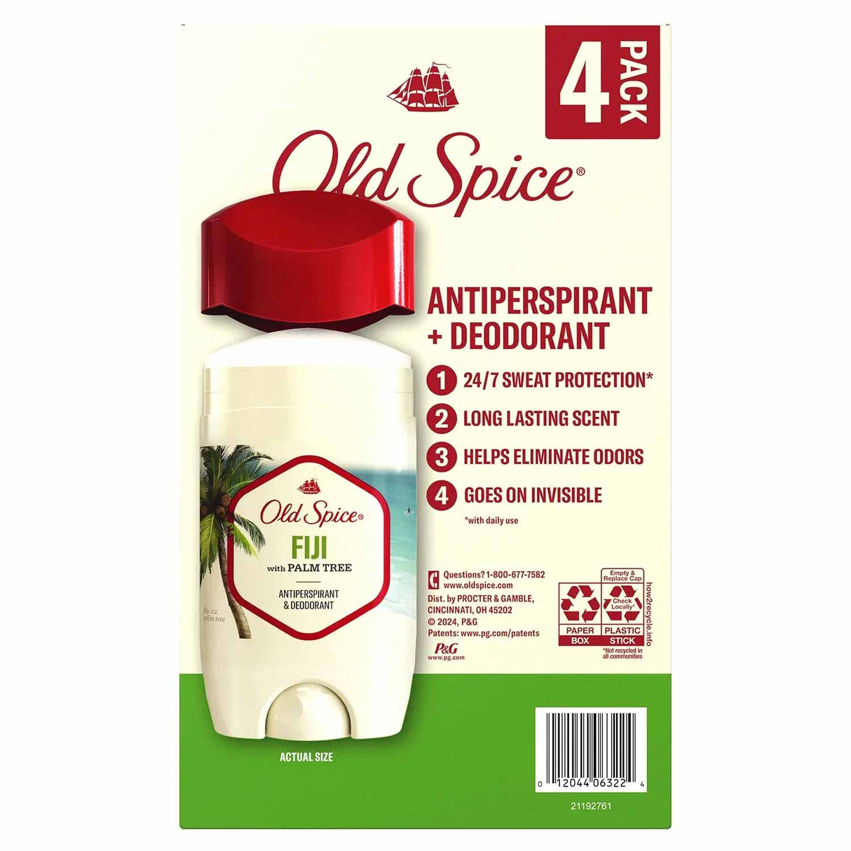 Old Spice - Fiji with Palm Tree, Antiperspirant & Deodorant - 2.6 Oz, 4ct - 18 Pack