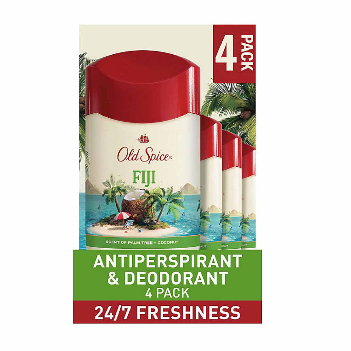 Old Spice - Fiji with Palm Tree, Antiperspirant & Deodorant - 2.6 Oz, 4ct - 18 Pack