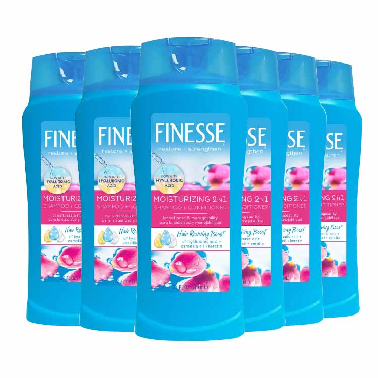 Finesse Restore + Strengthen 2-in-1 Shampoo & Conditioner - 13 oz Bottles, 6 Pack