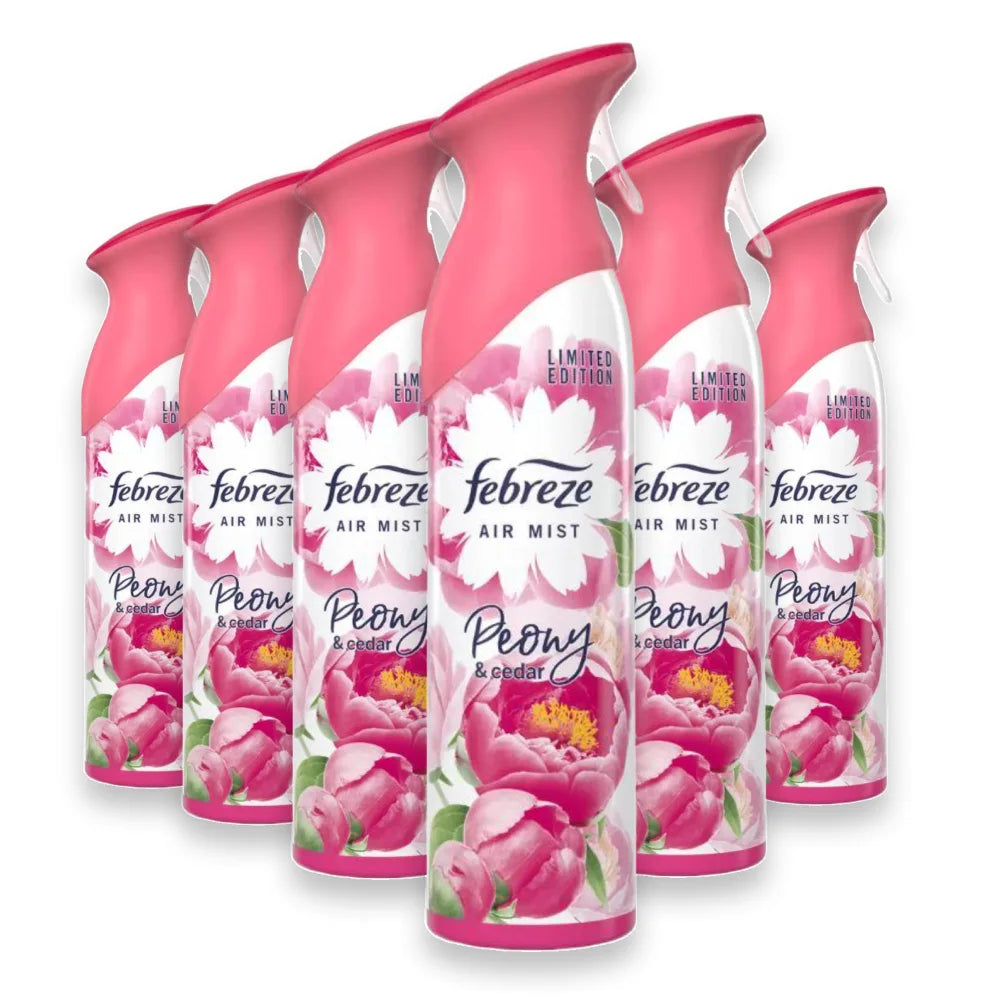 Febreze Air Mist Freshener Spray  Peony & Cedar - 300 ml / 10.14 oz - 6 Pack