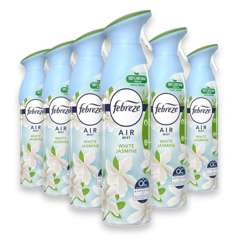 Febreze - Air Mist Freshener Spray, White Jasmine - 300 ml / 10.14 oz - 6 Pack