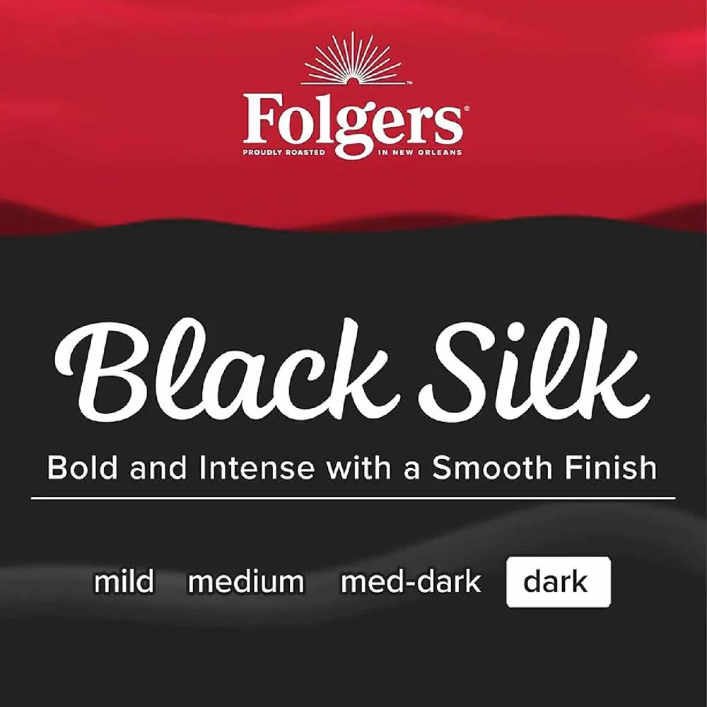 Folgers - Dark Roast Ground Coffee, Black Silk - 40.3 Oz - 6 Pack