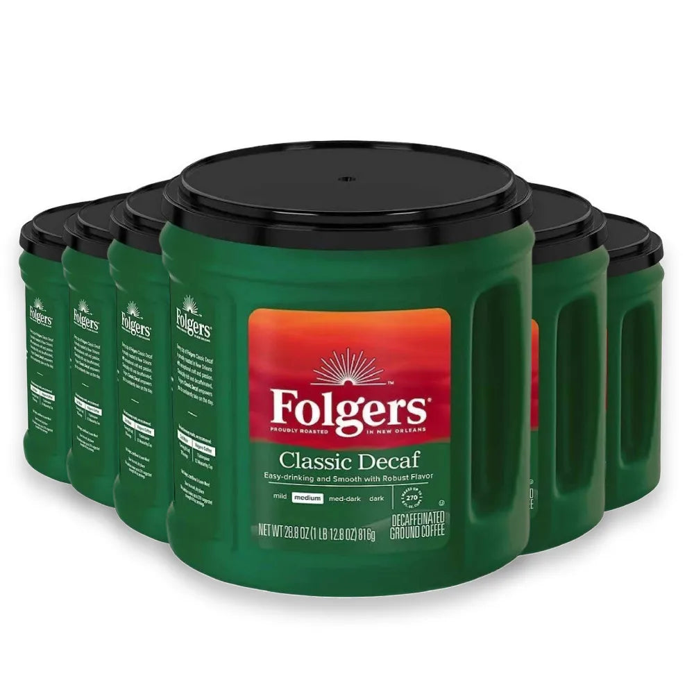 Folgers - Decaffeinated Classic Roast Ground Coffee - 28.8 Oz - 6 Pack