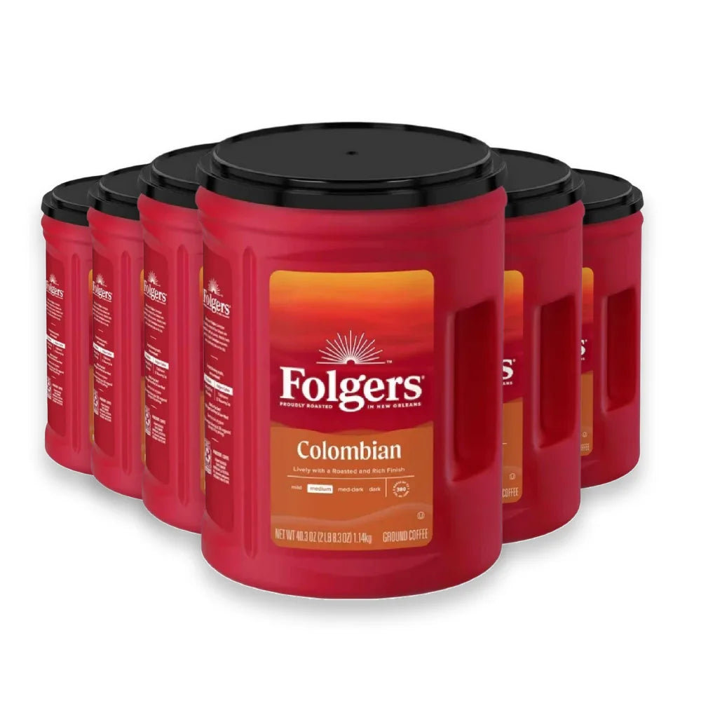 Folgers - 100% Medium Roast Ground Colombian Coffee - 40.3 Oz - 6 Pack