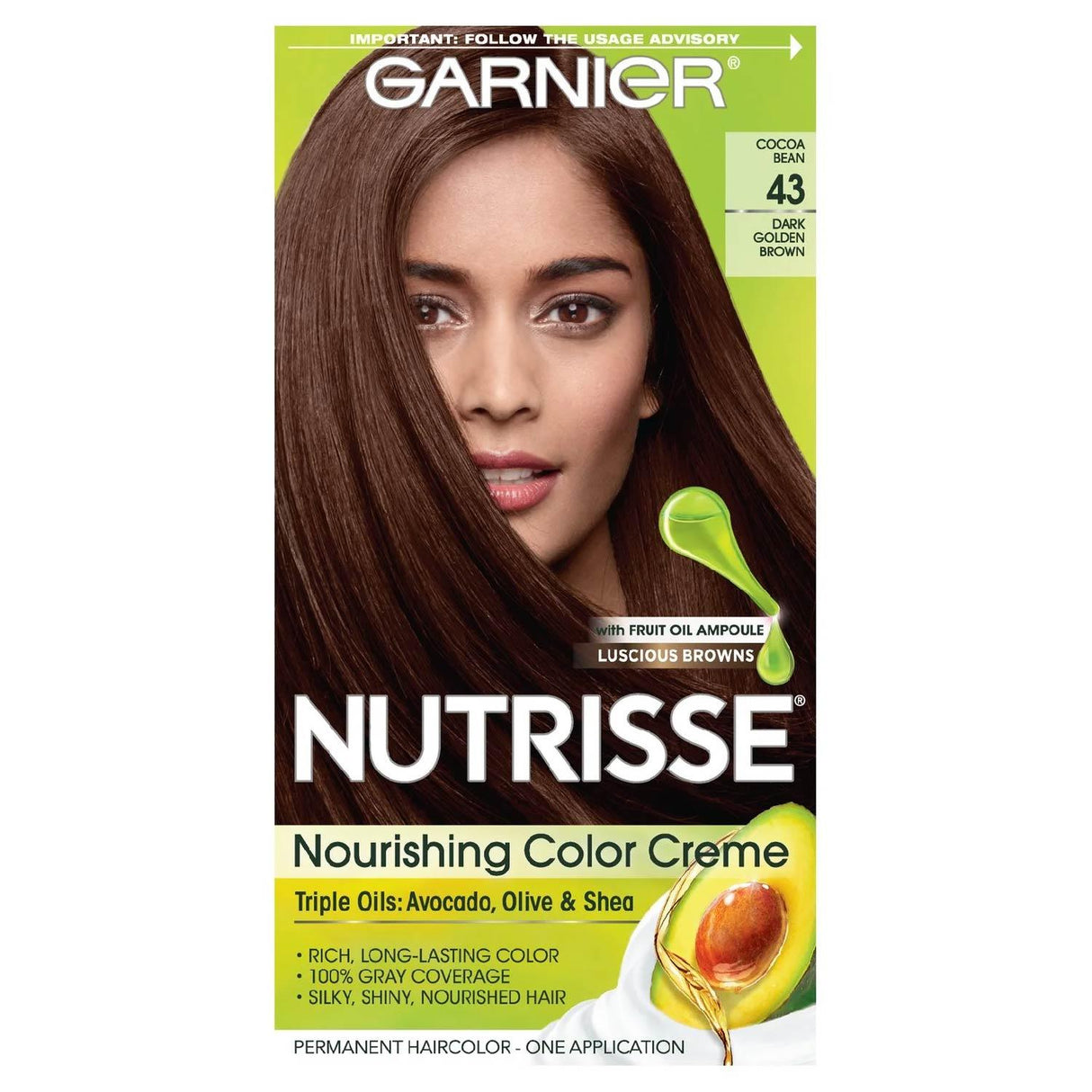 Garnier Nutrisse Nourishing Color Creme - Dark Golden Brown (Cocoa Bean 43) - 12 Pack