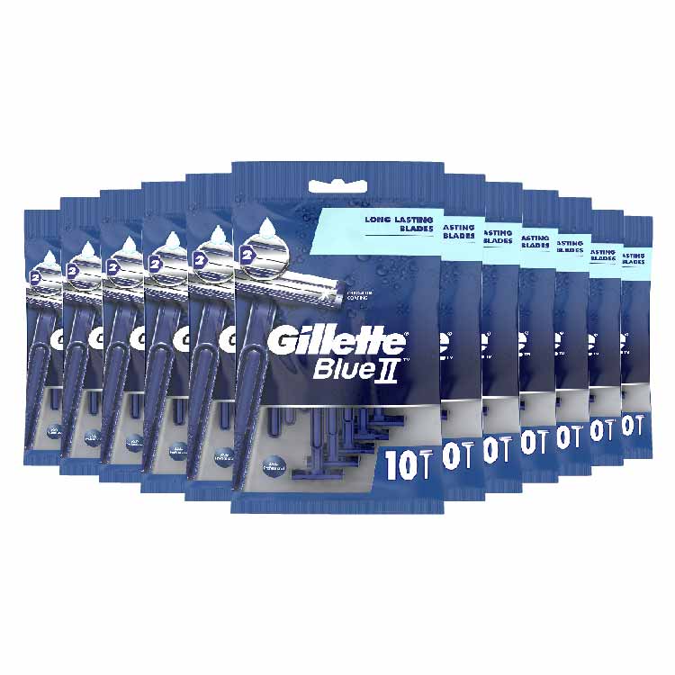 Gillette Blue II Chromium Coating Long Lasting Blades 10 (ea) - 12 pack