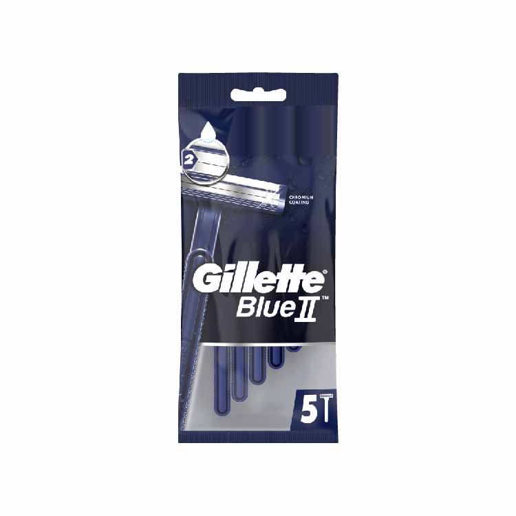 Gillette Blue II  Chromium Coating Long Lasting Blades Disposable Razors Bulk 5 ct  - 24 Packs