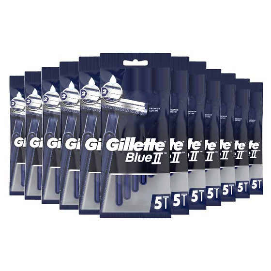 Gillette Blue II  Chromium Coating Long Lasting Blades Disposable Razors Bulk 5 ct  - 24 Packs | Gillette - member5%