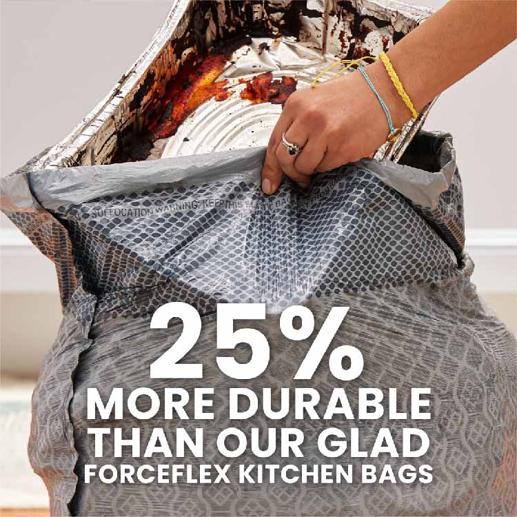 Glad ForceFlex Plus Tall Kitchen 13 Gallon Drawstring Trash Bags Gain With Febreze - 120 Ct