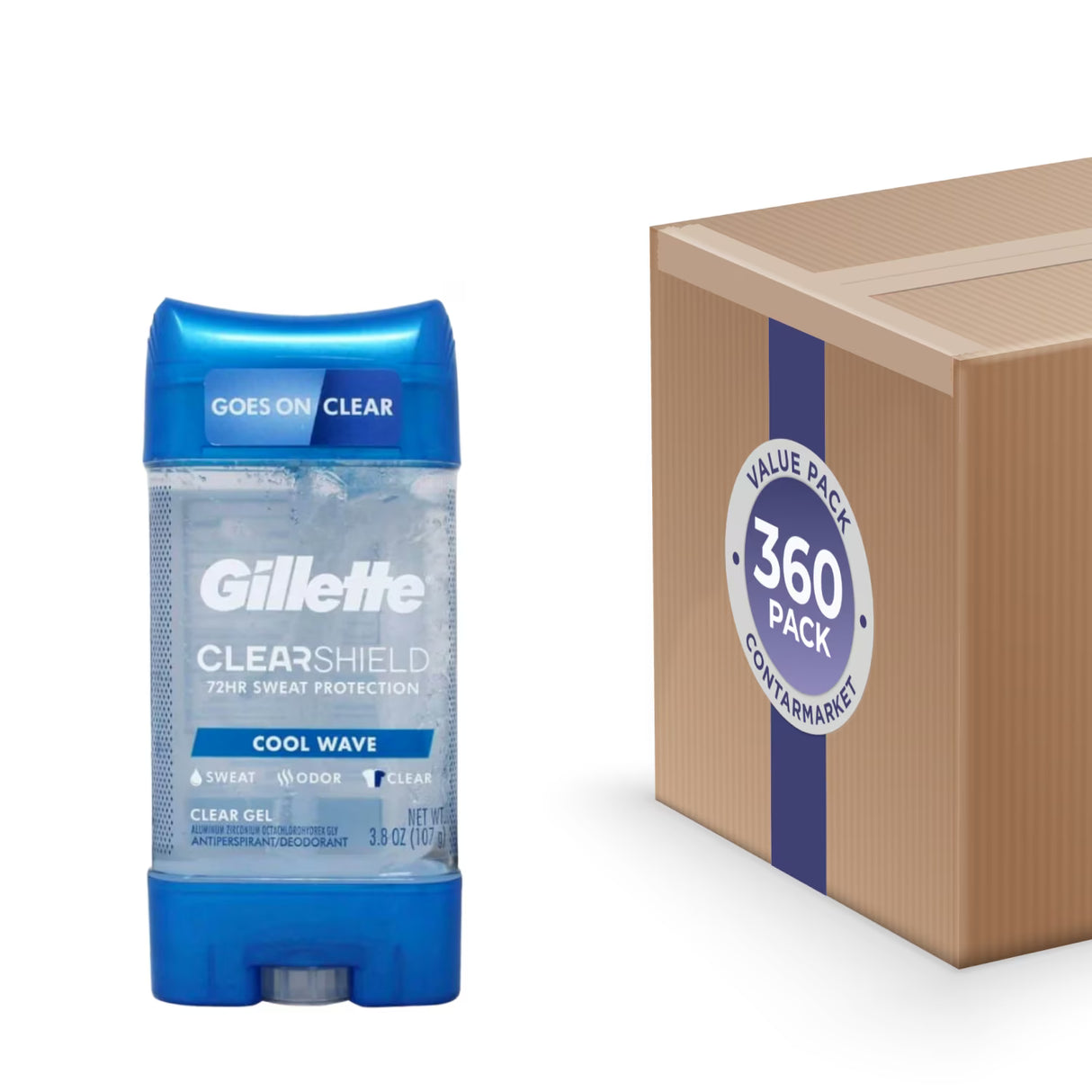 Gillette Anti-Perspirant & Deodorant Clear Gel Cool Wave 3.8 Oz - 360 Pack