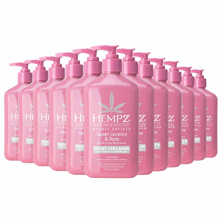 Hempz - Beauty Actives Sweet Jasmine & Rose Body Lotion with Collagen Booster - 17 Oz - 12 Pack