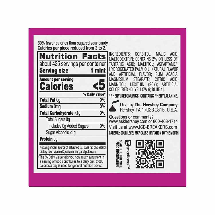 Ice Breakers Sours Sugar Free Mints, Mixed Berry, Strawberry, Cherry 8 ct - 24 Pack - ( 192 ct )