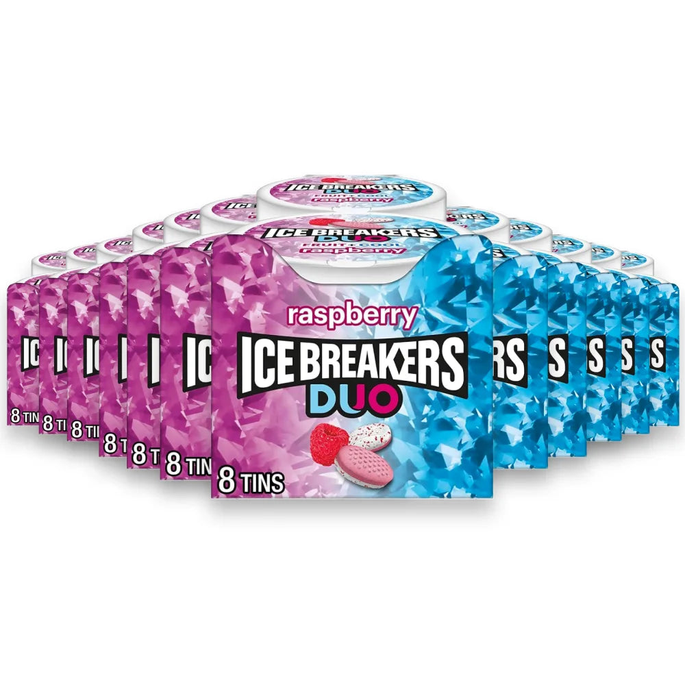 Ice Breakers - Sugar Free Mints, DUO Raspberry & Mint, 10.4 Oz - 8 Ct Each, 24 Pack (Wholesale Bulk Case)