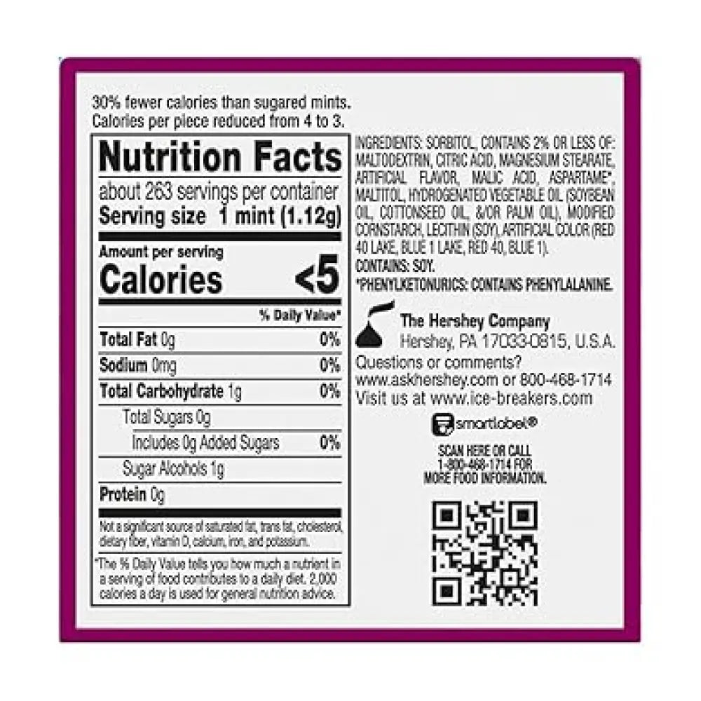 Ice Breakers - Sugar Free Mints, DUO Raspberry & Mint, 10.4 Oz - 8 Ct Each