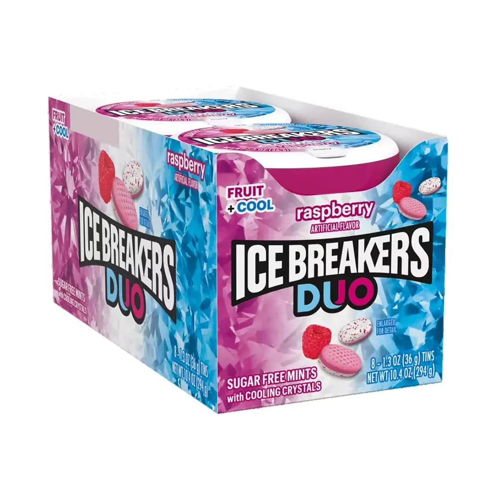 Ice Breakers - Sugar Free Mints, DUO Raspberry & Mint, 10.4 Oz - 8 Ct Each, 24 Pack (Wholesale Bulk Case)