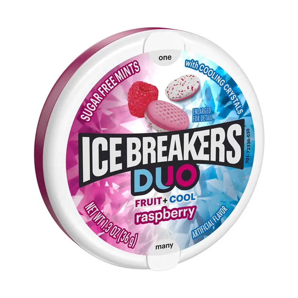 Ice Breakers - Sugar Free Mints, DUO Raspberry & Mint, 10.4 Oz - 8 Ct Each