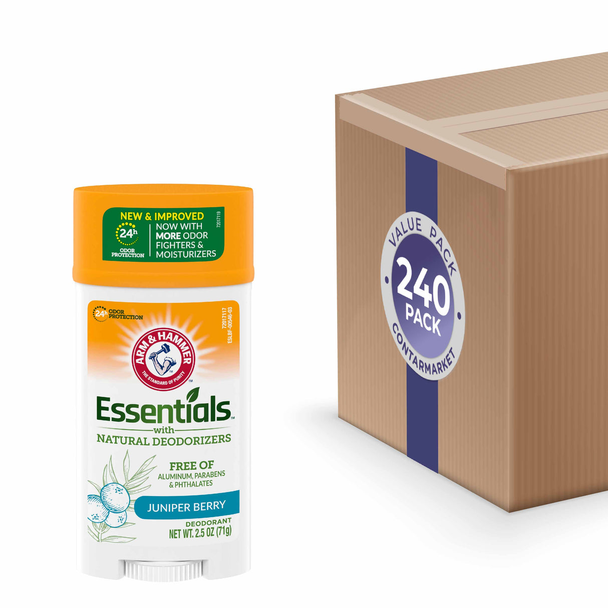 Arm & Hammer Essentials Natural Deodorant - Juniper Berry Scent, 2.5 oz -240 Pack