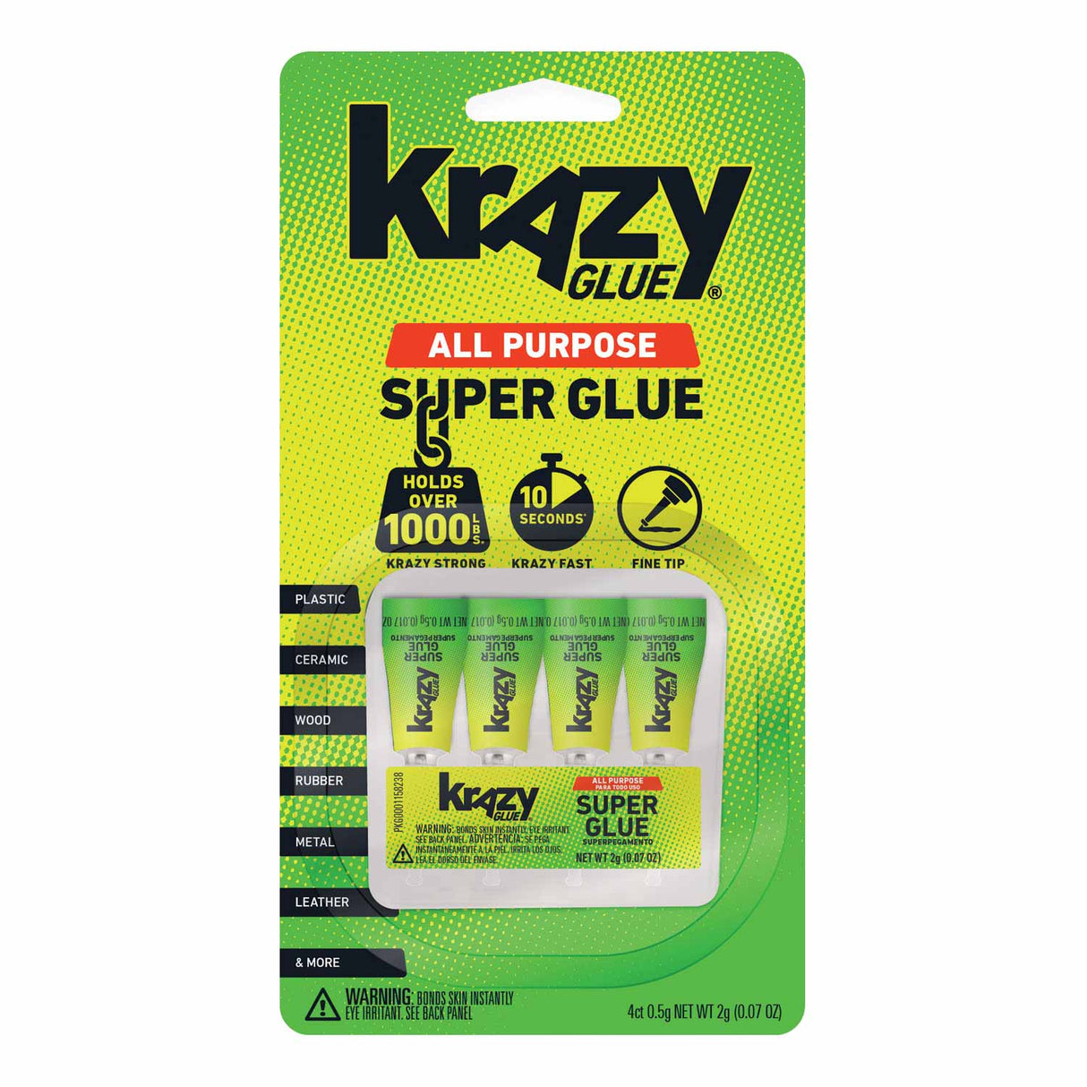 Krazy -  Super Glue, Single-Use Tubes, 4 Pack - 0.07 Oz - 48 Pack